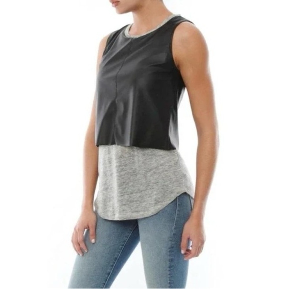 Generation Love Women's Sleeveless Top Faux Leather/ 100% Linen top